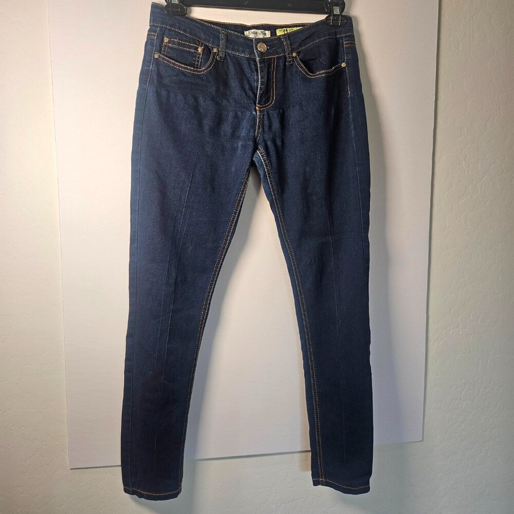 Indigo Rein Dark Wash Skinny Women's Jeans Size 11 Midrise Stretch Cotton Blend